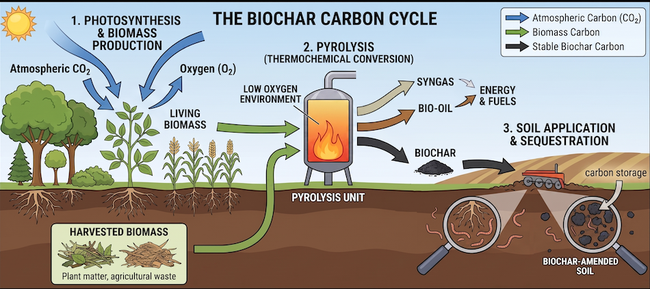 Biochar carbon cycle diagram